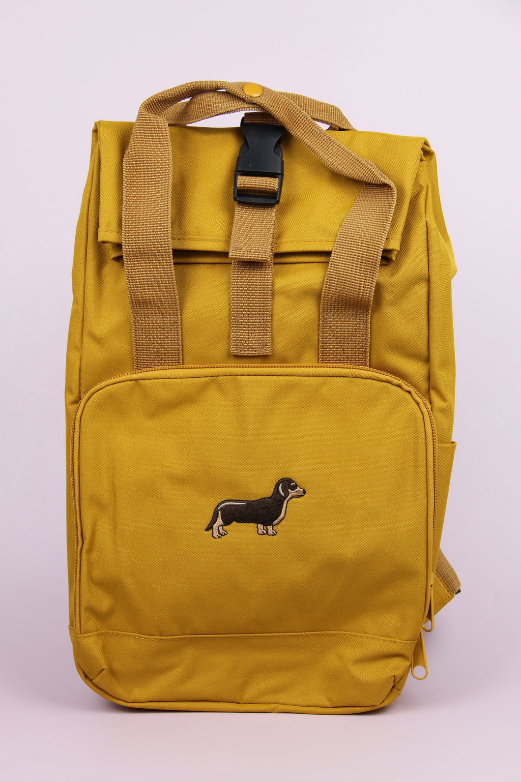Dachshund Recycled Backpack - Mustard