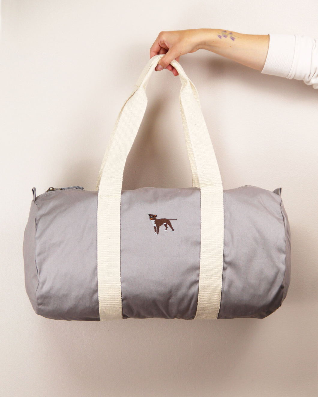 Staffie Barrel Bag - Grey