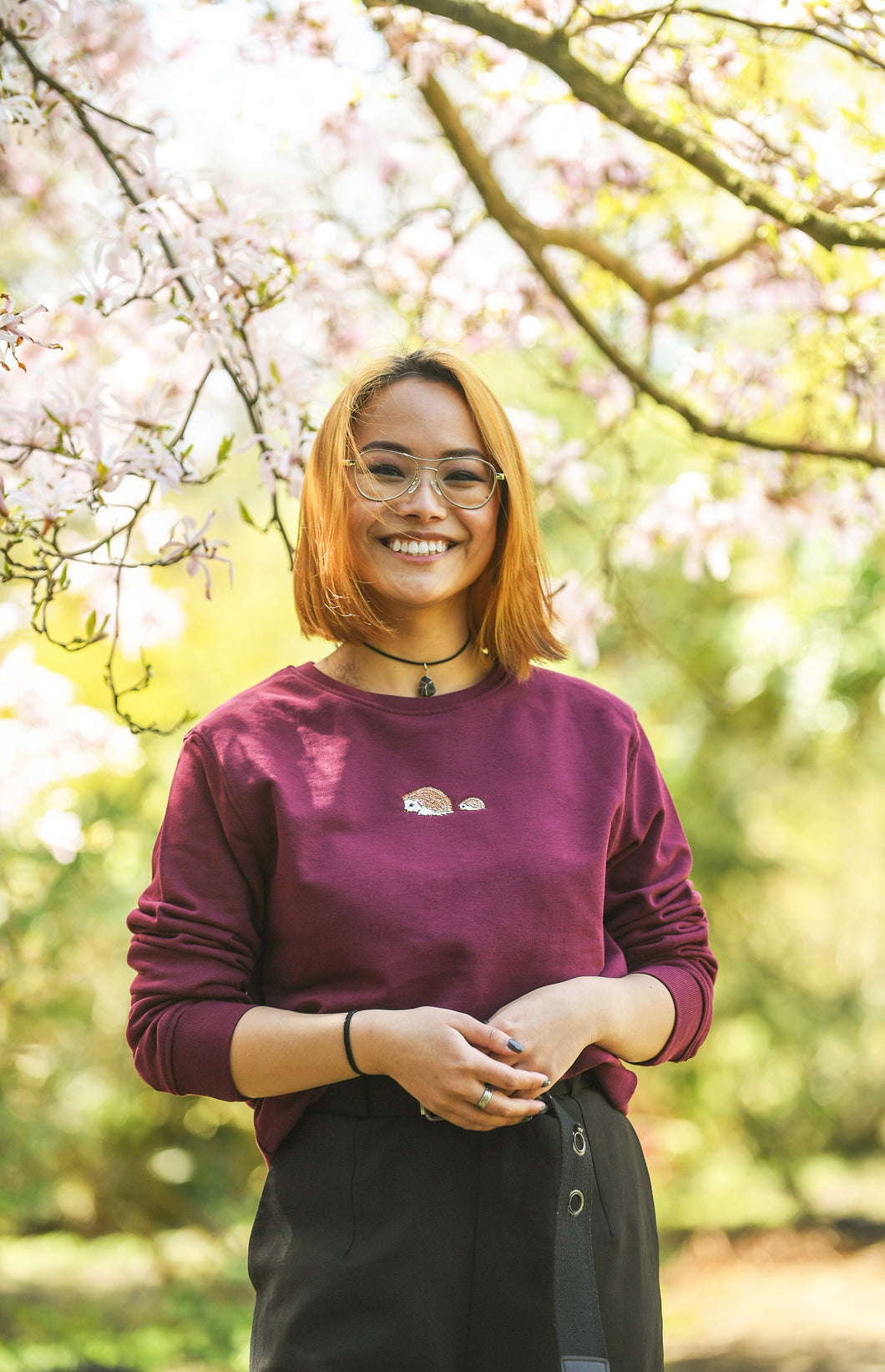 Women's Hedgehog Sweatshirt - Burgundy