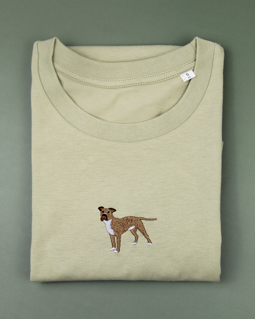 Unisex Staffie T-Shirt - Sage