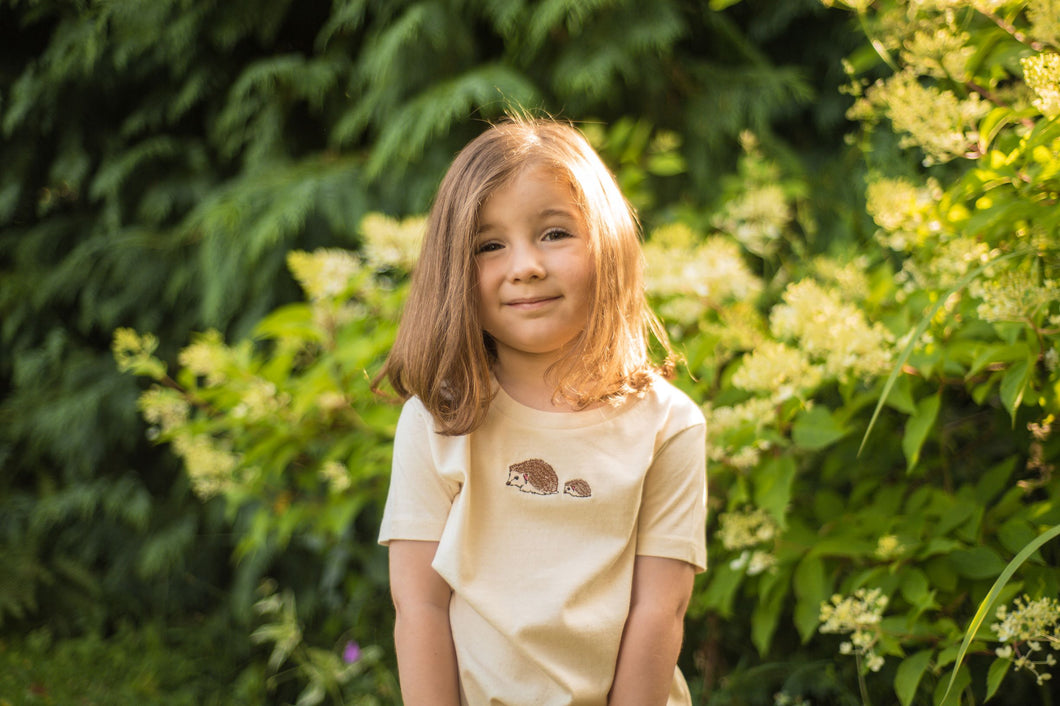 Kid's Hedgehog T-Shirt - Natural Raw